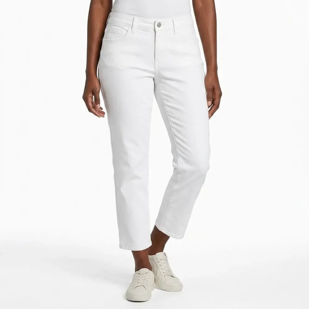 Eddie Bauer White Boyfriend Stretch Jeans Women Relaxed Denim Size 6